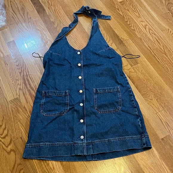 Reformation Brittany Halter Denim Mini Dress Size XL NWT - Picture 10 of 16